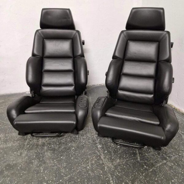 Recaro Classic Seats – Black Leather for Vintage Mercedes - Image 2